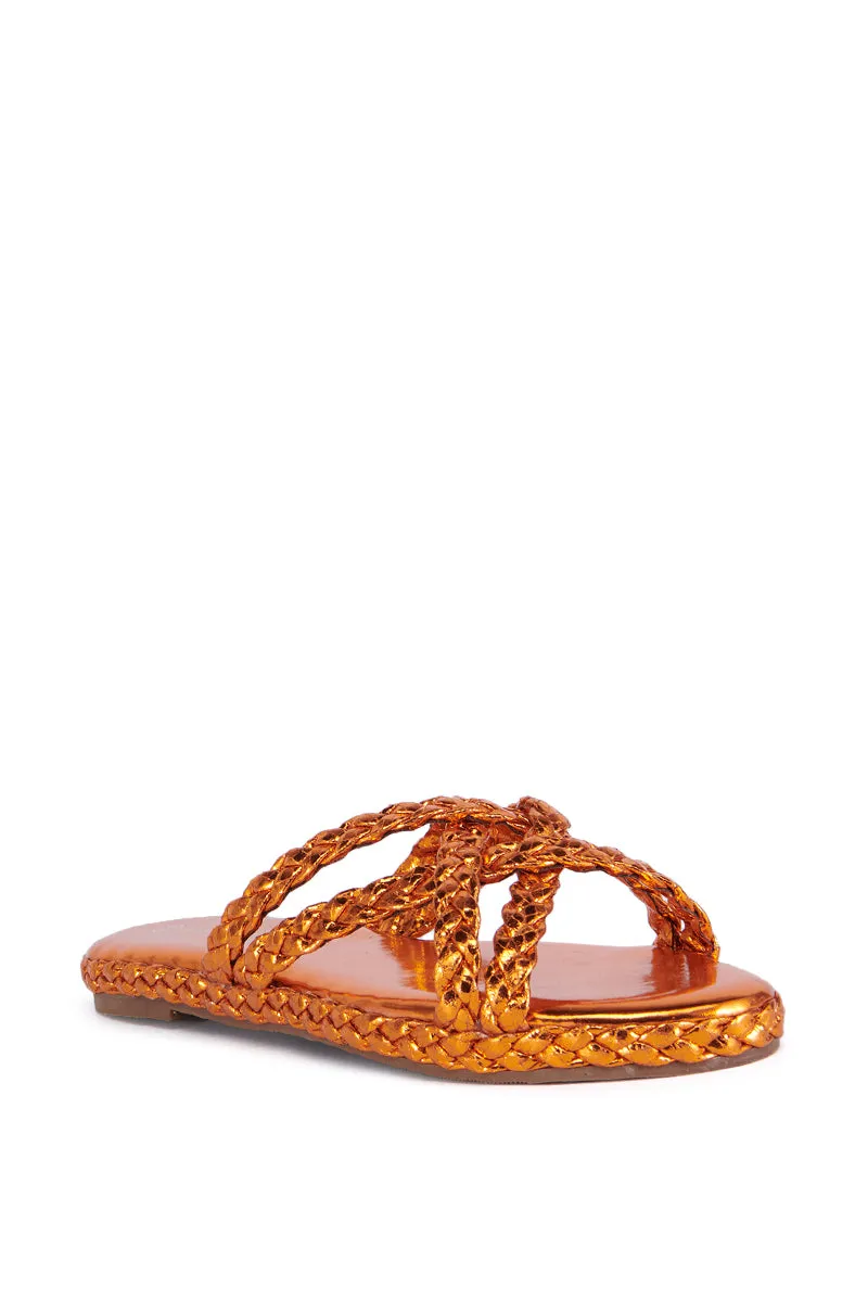 AZALEA WANG AMMON ORANGE METALLIC BRAIDED SANDAL sold by AKIRA product image thumbnail 4