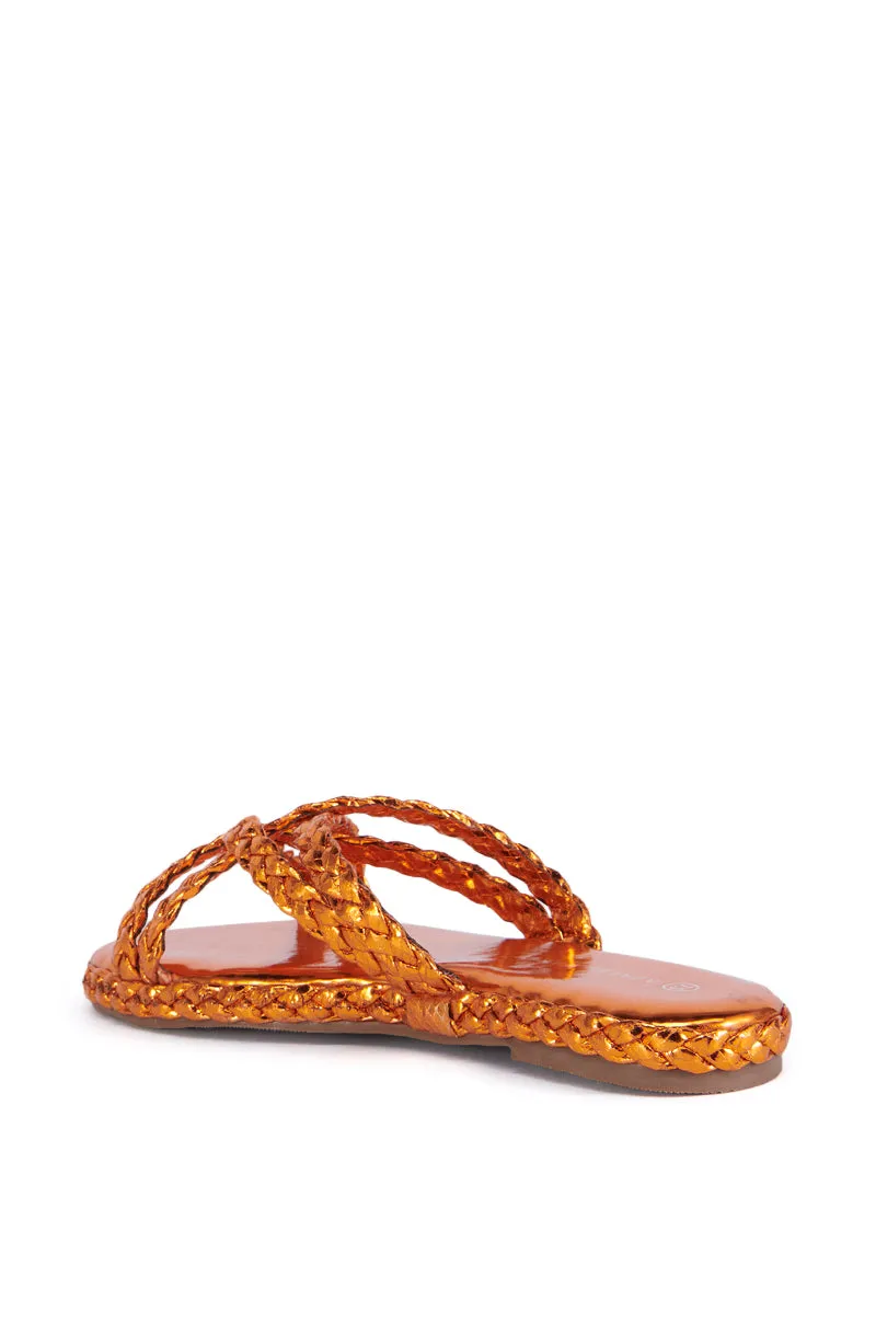 AZALEA WANG AMMON ORANGE METALLIC BRAIDED SANDAL sold by AKIRA product image thumbnail 5