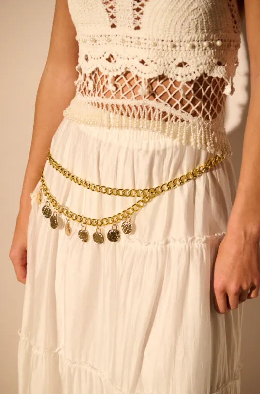 TAKE A CHANCE COIN CHAIN BELT sold by AKIRA