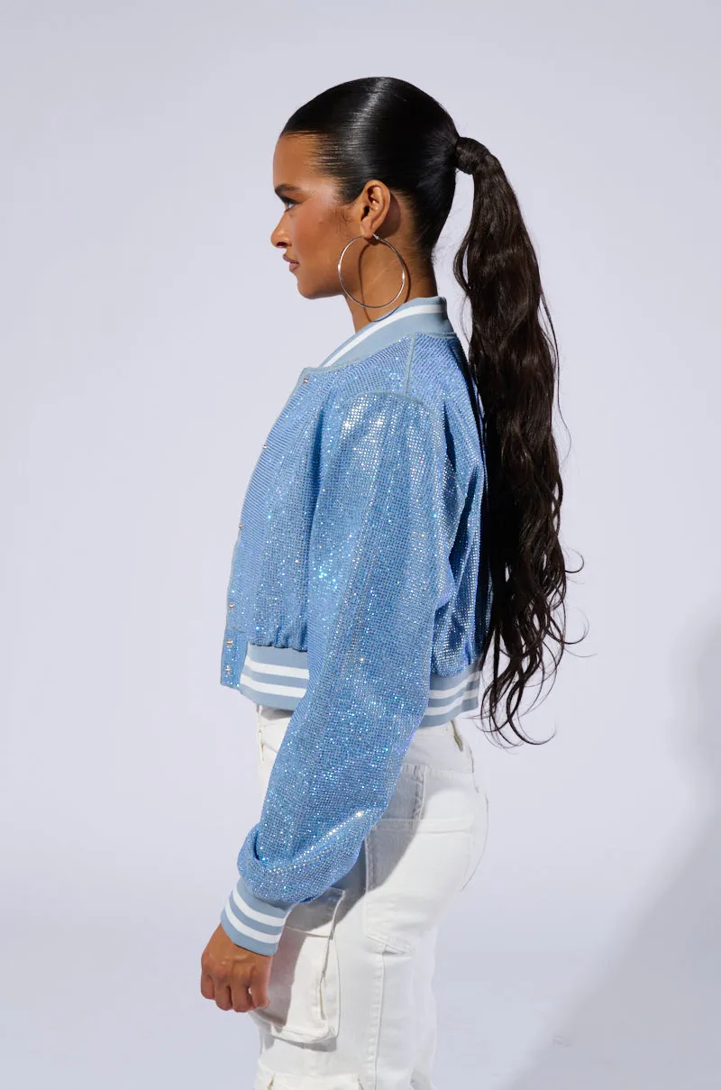 HARLEY EMBELLISHED DENIM BOMBER sold by AKIRA product image thumbnail 4