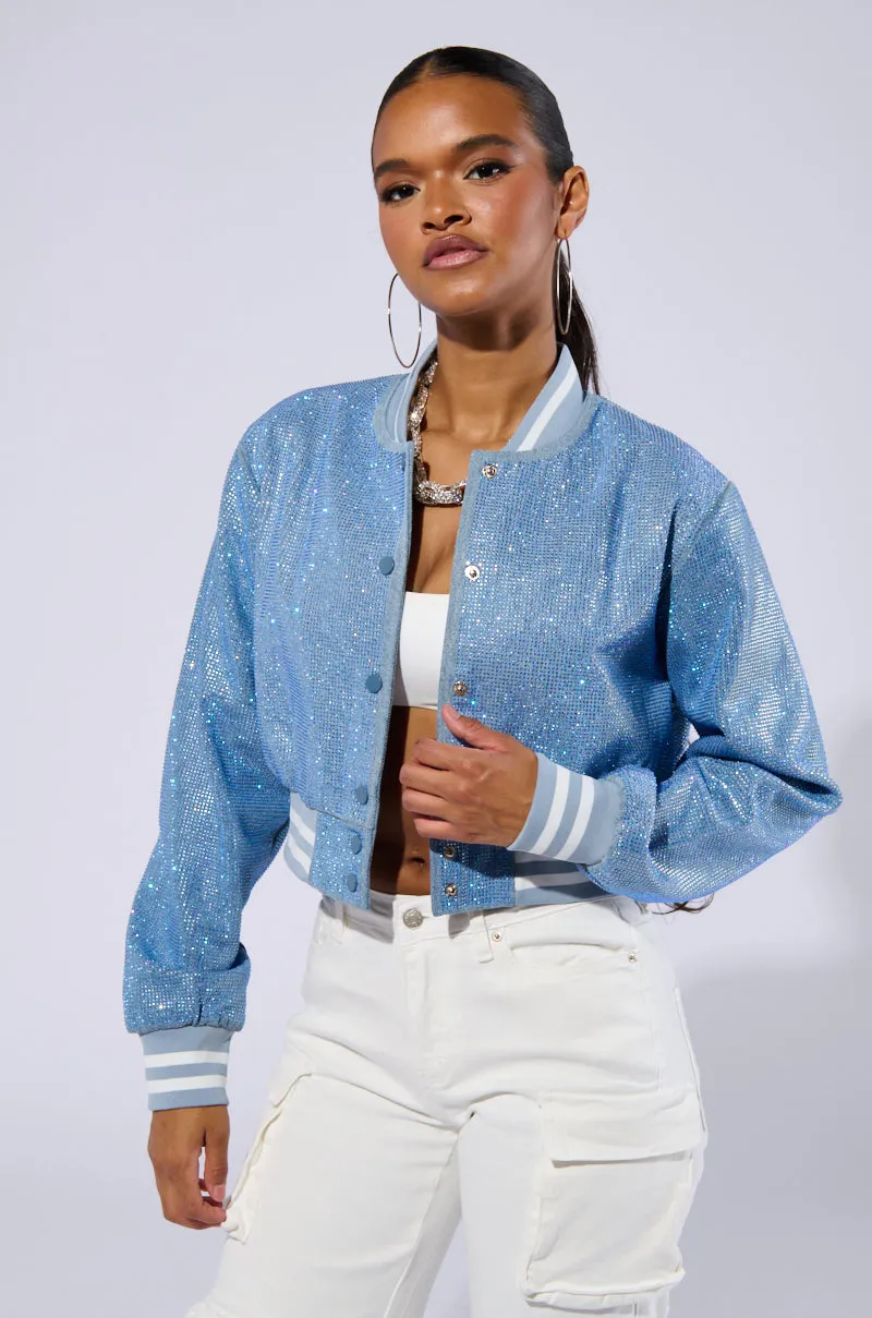 HARLEY EMBELLISHED DENIM BOMBER sold by AKIRA product image thumbnail 2