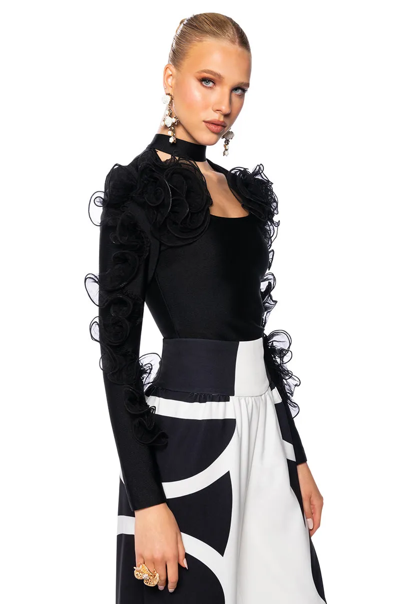 HARLOW RUFFLED SLEEVE BANDAGE TOP sold by AKIRA product image thumbnail 3