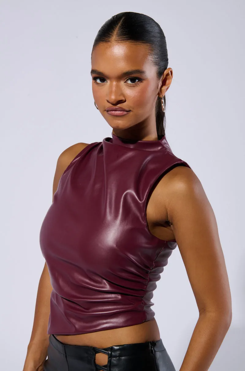 NADIA FAUX LEATHER TANK IN BURGUNDY sold by AKIRA product image thumbnail 2