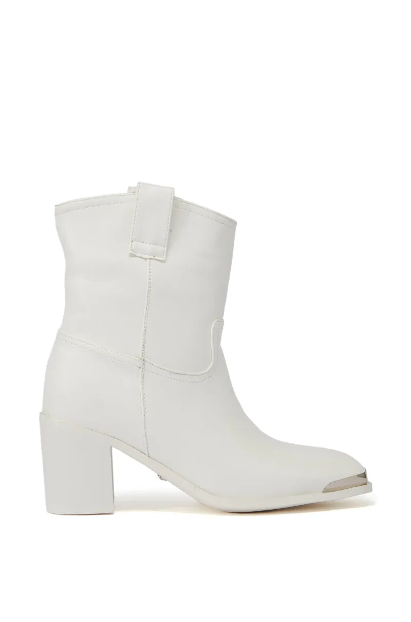 AZALEA WANG JOLYN WHITE WESTERN BOOTIE sold by AKIRA