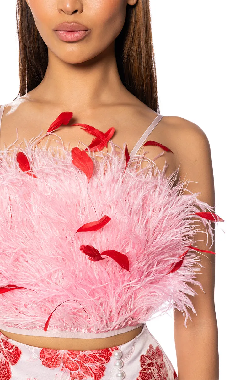 VACATION FROM YOU FEATHER CROP TOP sold by AKIRA product image thumbnail 5