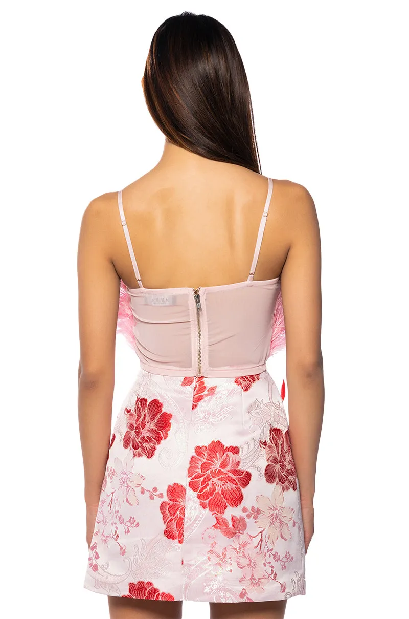 VACATION FROM YOU FEATHER CROP TOP sold by AKIRA product image thumbnail 4