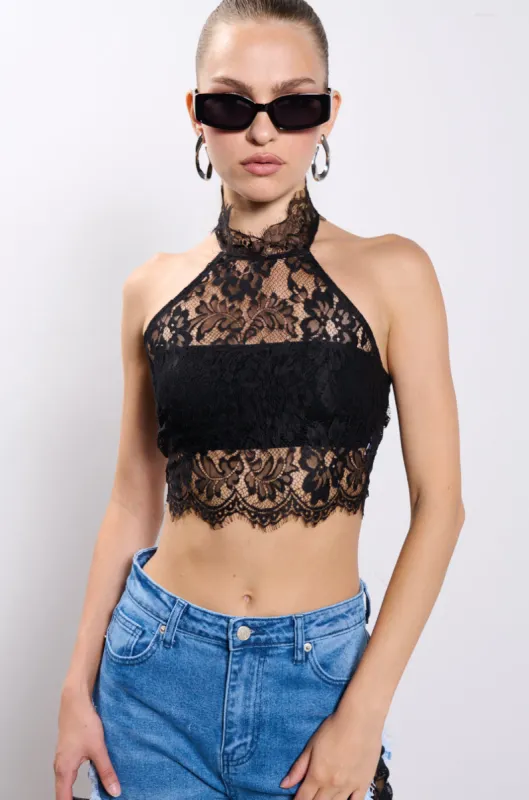 USED TO BE LACE HALTER TOP sold by AKIRA