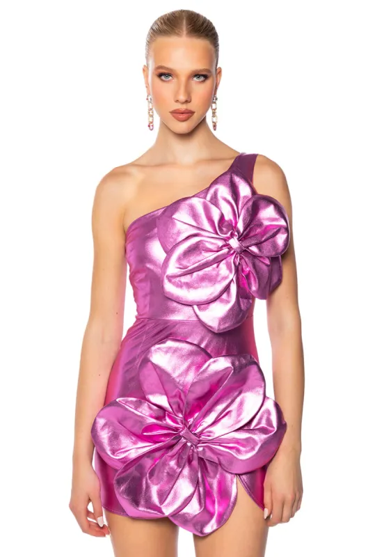 IT GIRL FLORAL DETAIL ONE SHOULDER MINI DRESS sold by AKIRA