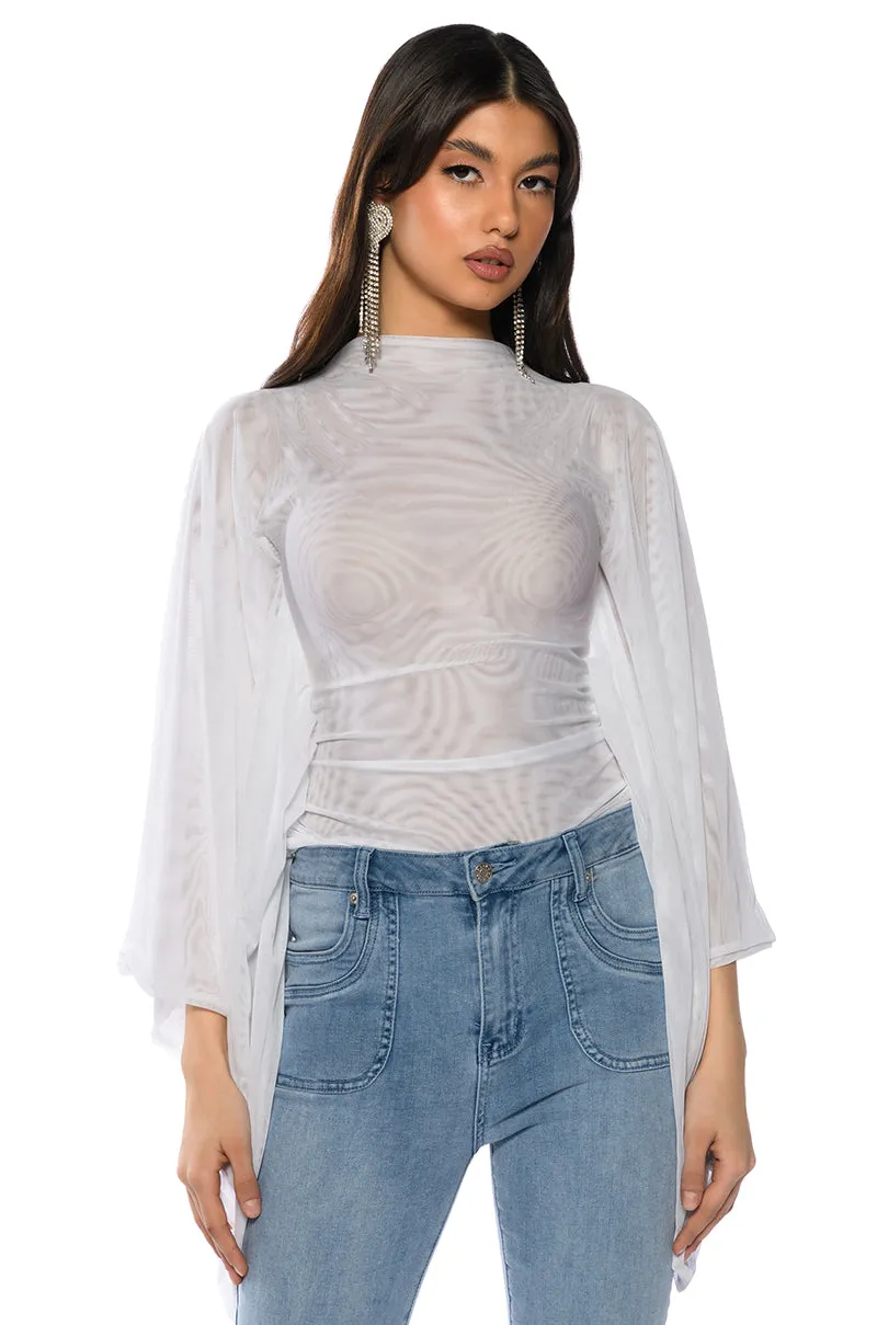 ADORE BELL SLEEVE MESH TOP sold by AKIRA