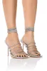 AZALEA WANG STATION SEXY TIE UP STILETTO SANDAL IN SILVER sold by AKIRA