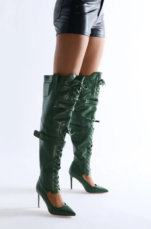 AZALEA WANG SHALE GREEN LACE UP BOOT sold by AKIRA