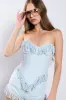 BACK TO YOU DENIM CORSET WITH FRINGE sold by AKIRA