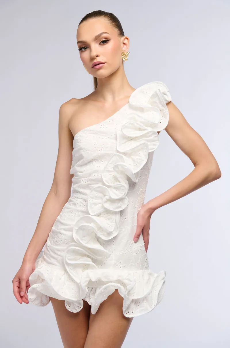 BEST DRESSED RUFFLED MINI DRESS sold by AKIRA