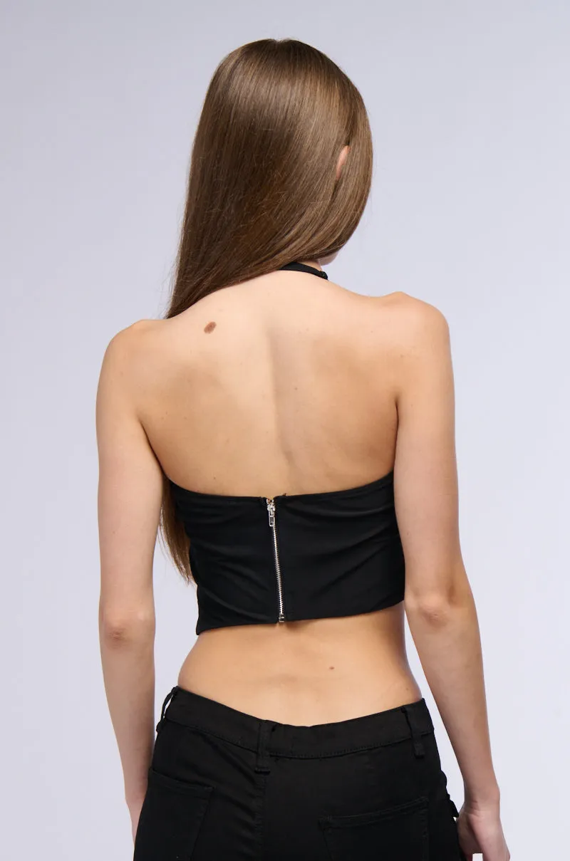 CHROME DRIP HALTER NECK EMBELLISHED MESH TANK sold by AKIRA product image thumbnail 5