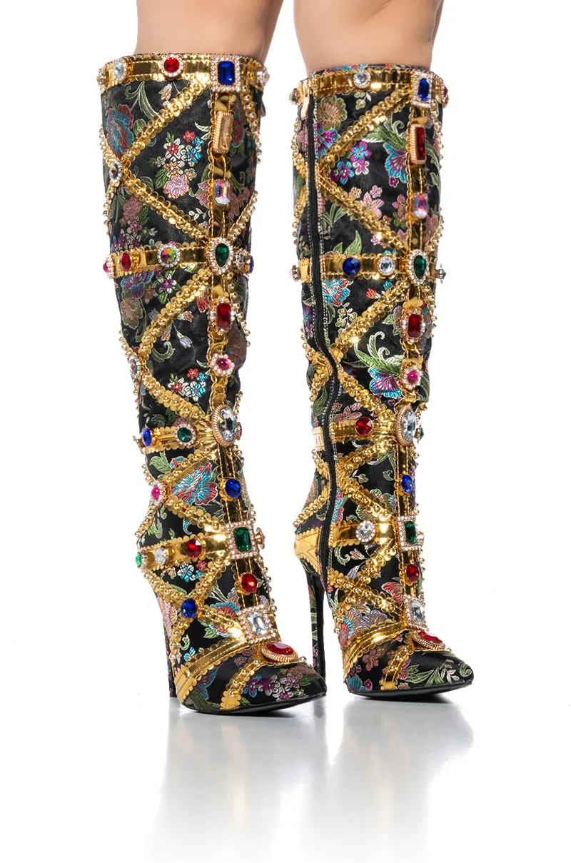 AZALEA WANG CONFIDENT EMBELLISHED BOOT IN BLACK sold by AKIRA