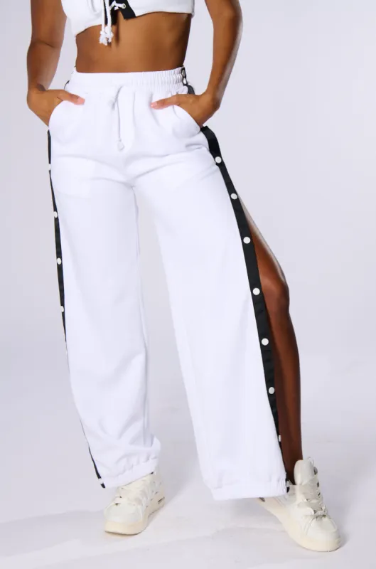 DIDN'T THEY TELL YOU WIDE LEG BREAK AWAY SWEAT PANT sold by AKIRA