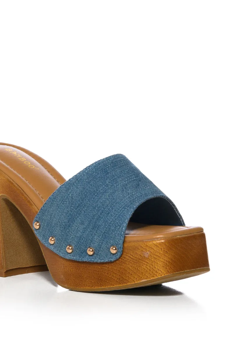 GROOVY CHUNKY PLATFORM SANDAL IN DENIM sold by AKIRA product image thumbnail 5