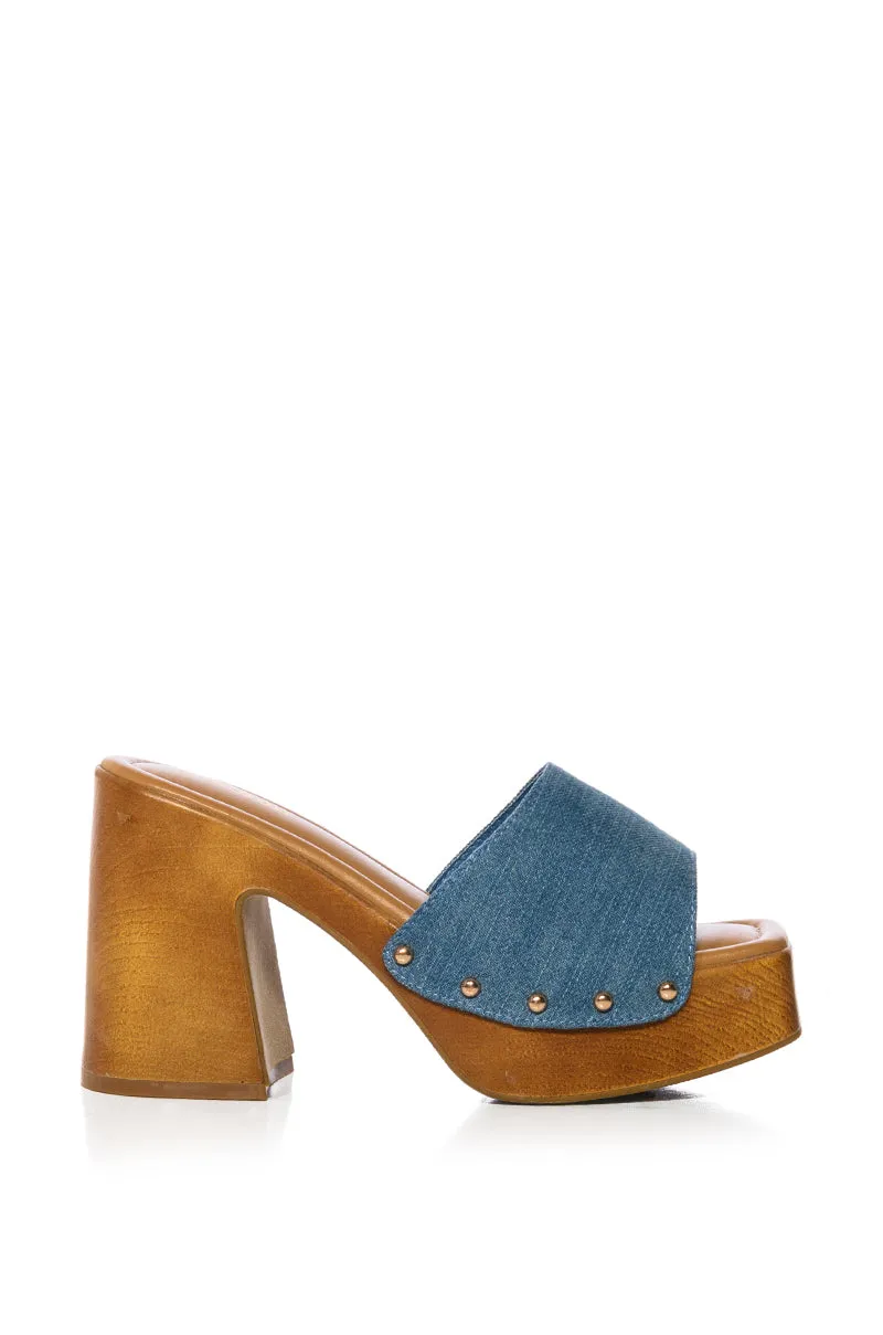 GROOVY CHUNKY PLATFORM SANDAL IN DENIM sold by AKIRA product image thumbnail 2