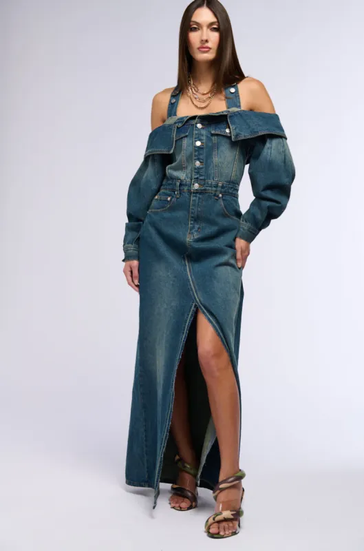 MARIAH DENIM MAXI DRESS sold by AKIRA