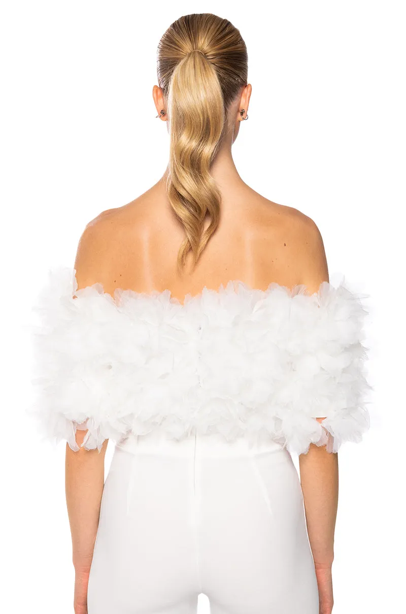 MAKING THE CUT 3D FLORAL CROP TOP IN WHITE sold by AKIRA product image thumbnail 5