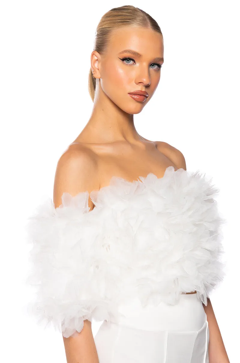 MAKING THE CUT 3D FLORAL CROP TOP IN WHITE sold by AKIRA product image thumbnail 2