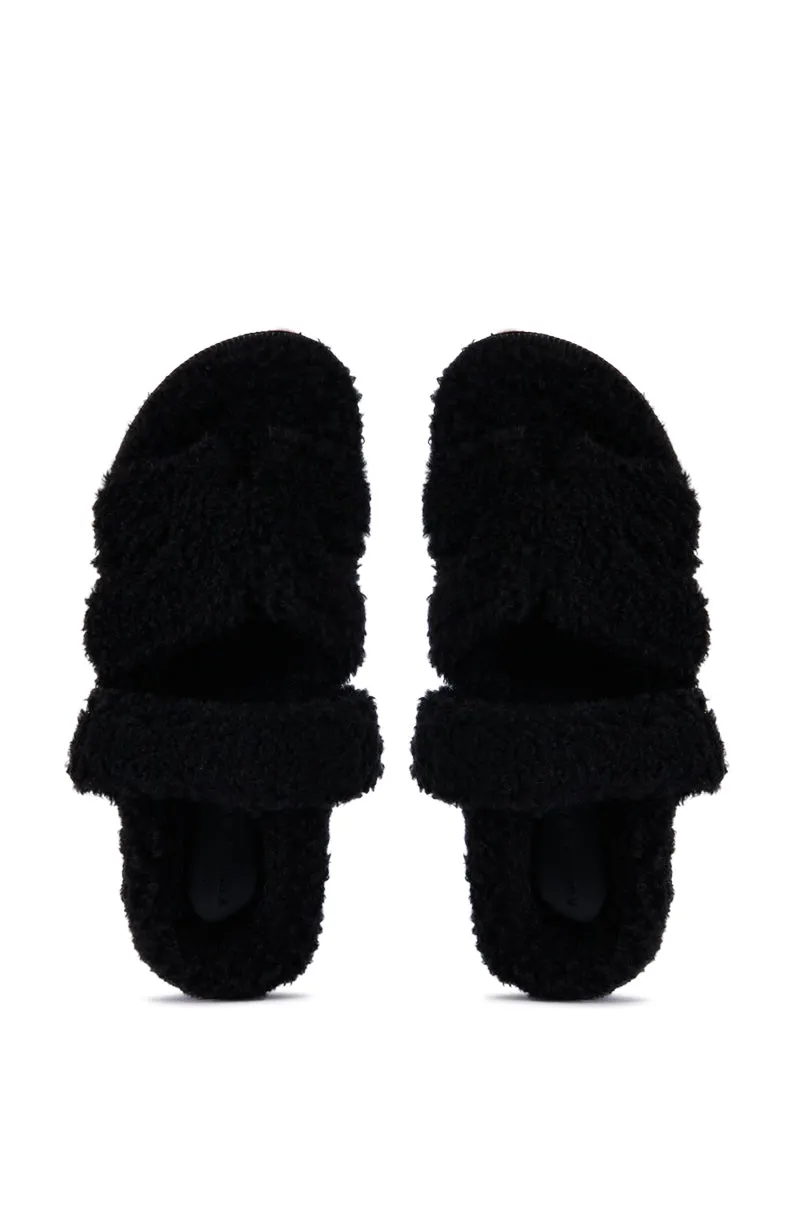 AZALEA WANG VIVEK BLACK FUZZY SLIP ON SANDAL sold by AKIRA product image thumbnail 2