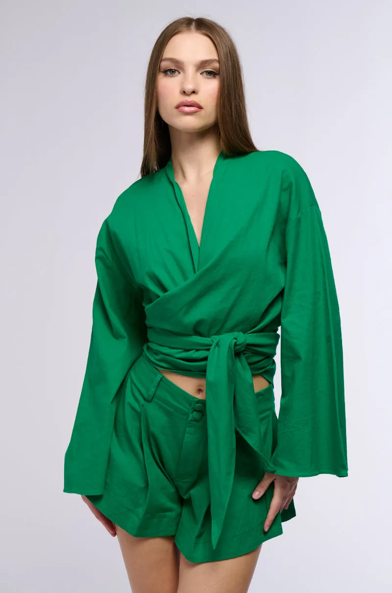 BIANCA LINEN TIE FRONT BLOUSE sold by AKIRA