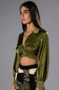 THINKING ABOUT FOREVER CROPPED SATIN BUTTON DOWN sold by AKIRA