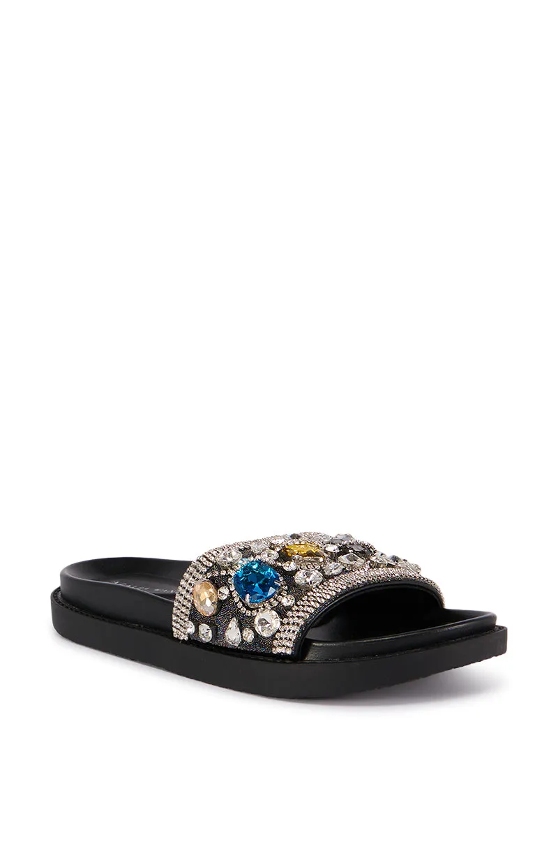 AZALEA WANG POLINA EMBELLISHED SLIDE SANDAL IN BLACK sold by AKIRA product image thumbnail 4