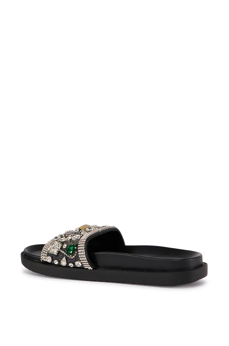 AZALEA WANG POLINA EMBELLISHED SLIDE SANDAL IN BLACK sold by AKIRA product image thumbnail 5