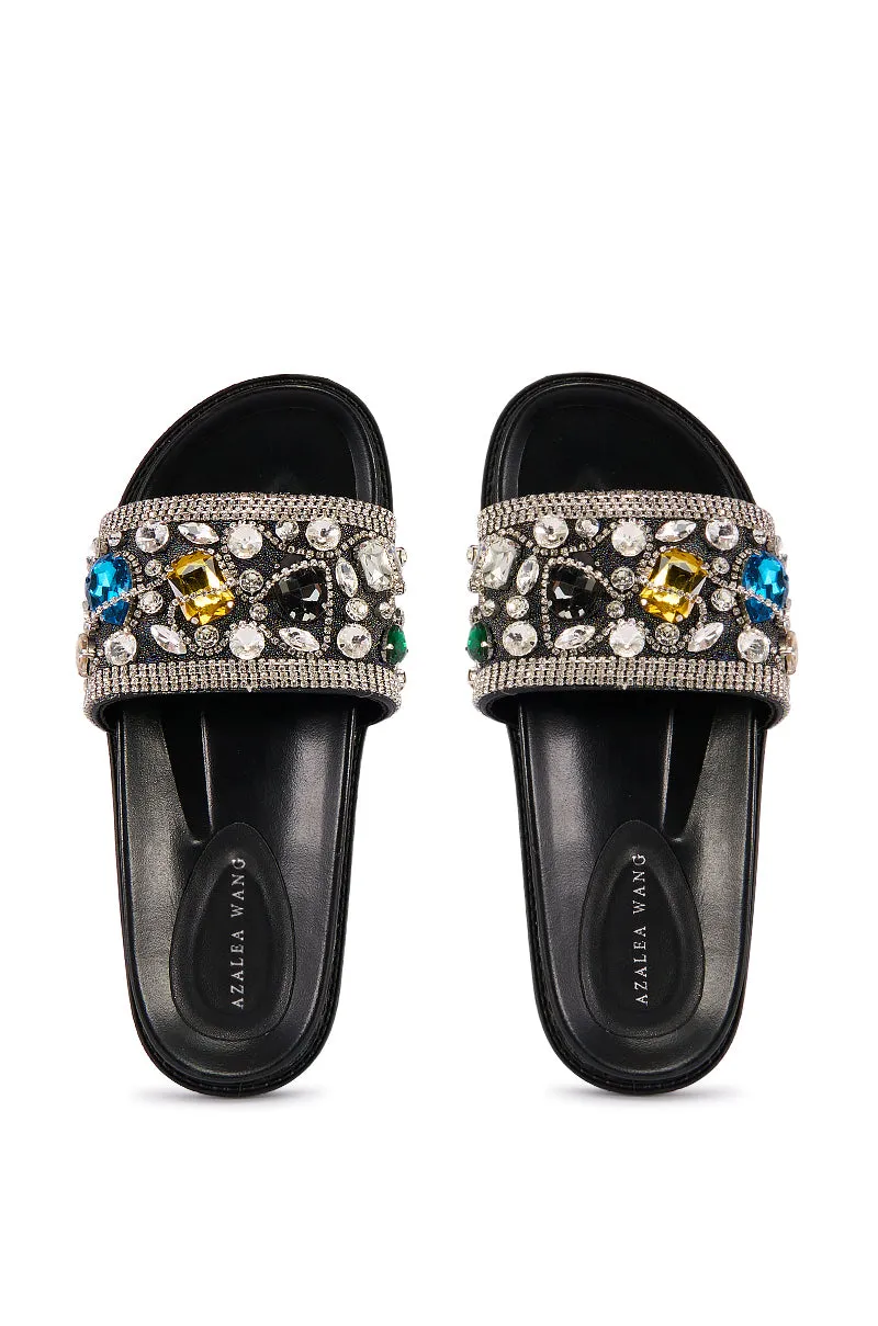 AZALEA WANG POLINA EMBELLISHED SLIDE SANDAL IN BLACK sold by AKIRA product image thumbnail 2