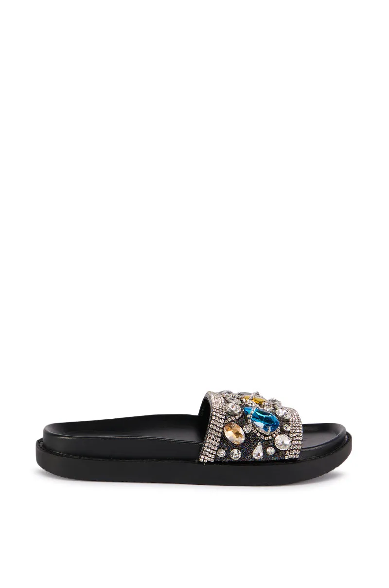 AZALEA WANG POLINA EMBELLISHED SLIDE SANDAL IN BLACK sold by AKIRA product image thumbnail 3