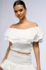 SUMMER LOVING OFF THE SHOULDER RUFFLE BLOUSE IN WHITE sold by AKIRA