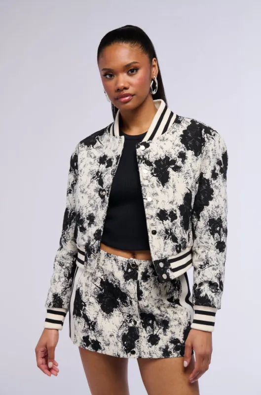 KICKBACK BROCADE BOMBER sold by AKIRA