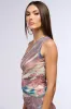 THEA PRINTED MESH ONE SHOULDER TOP sold by AKIRA