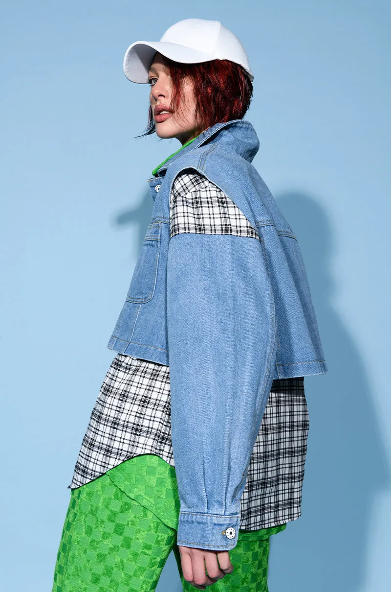 SPRING PLAIDS DENIM JACKET sold by AKIRA product image thumbnail 2