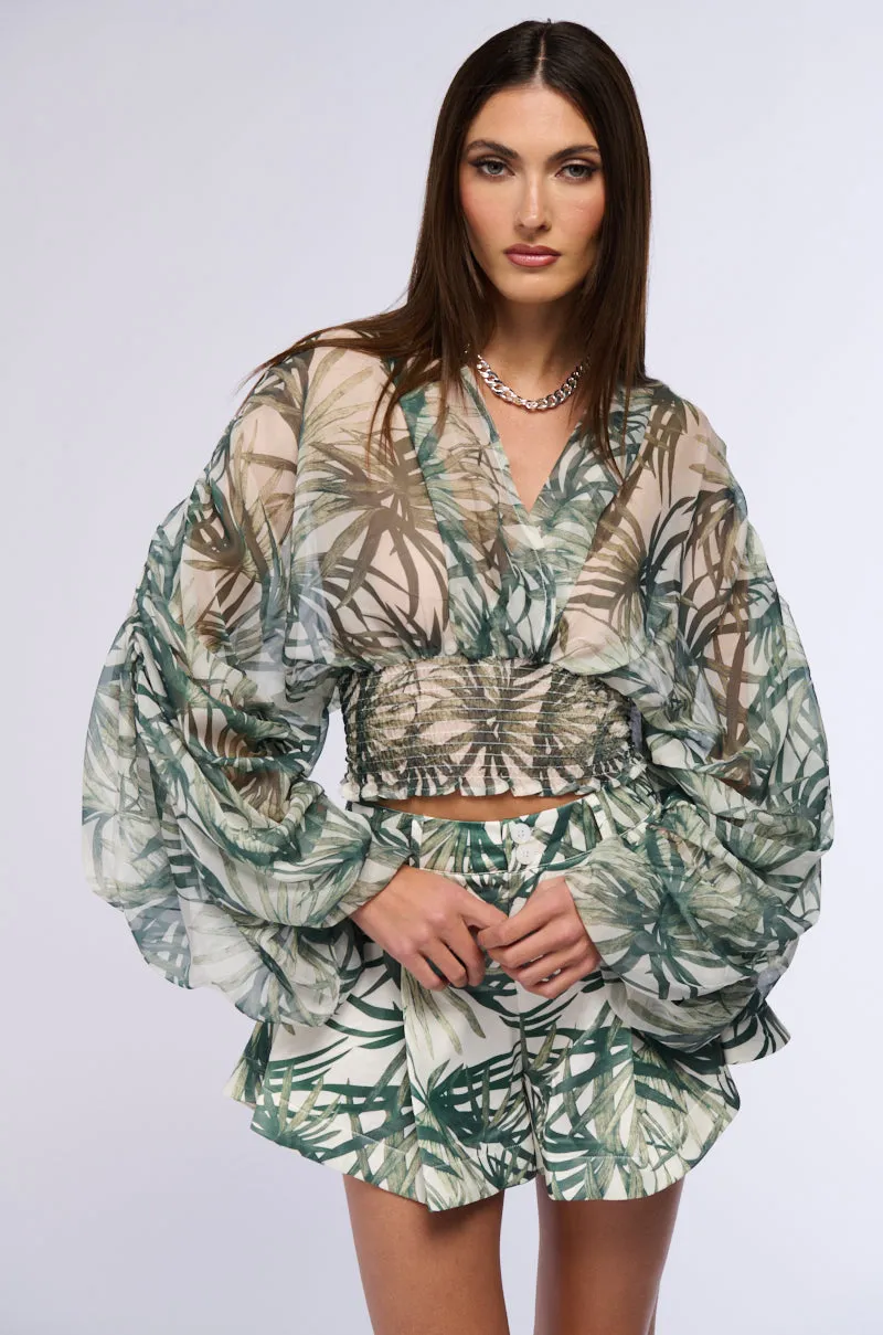 SUMMER LOVIN LEAF PRINT BLOUSE sold by AKIRA product image thumbnail 2