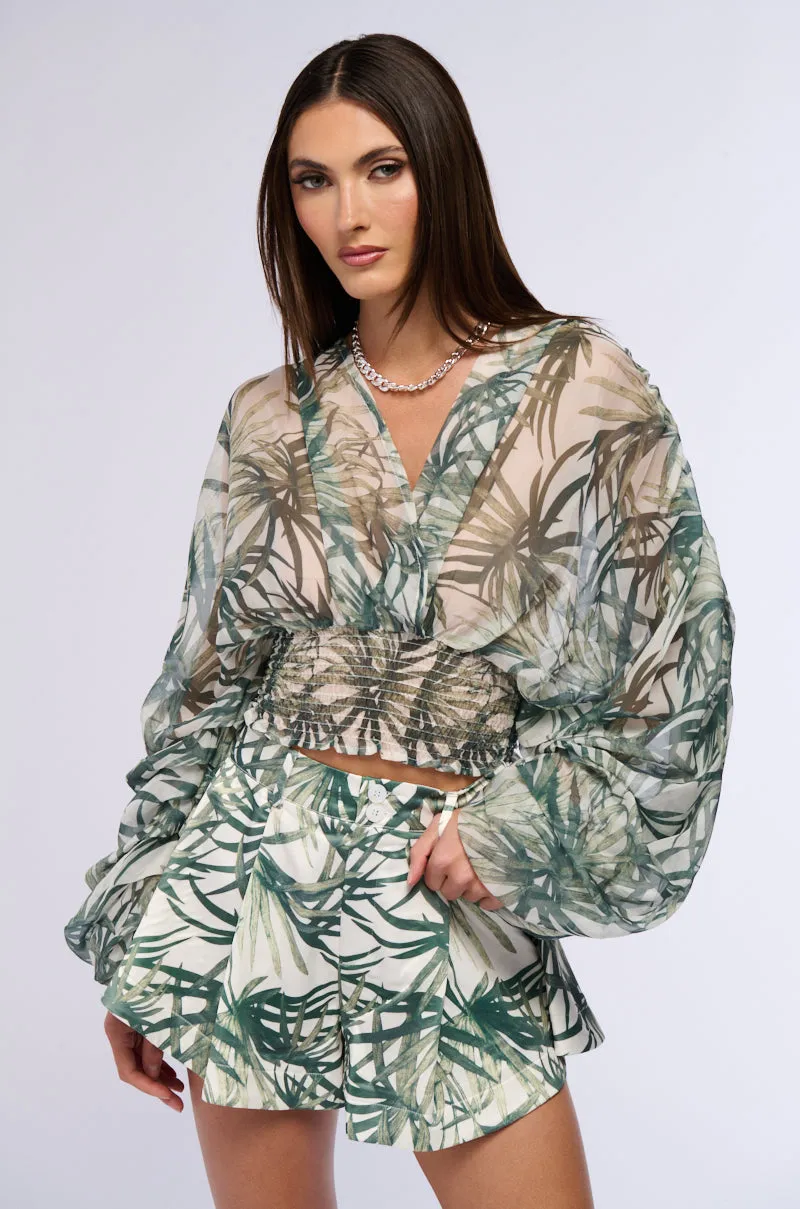 SUMMER LOVIN LEAF PRINT BLOUSE sold by AKIRA