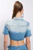 WISH U THE BEST CROP DENIM BLOUSE sold by AKIRA