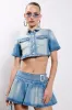 WISH U THE BEST CROP DENIM BLOUSE sold by AKIRA