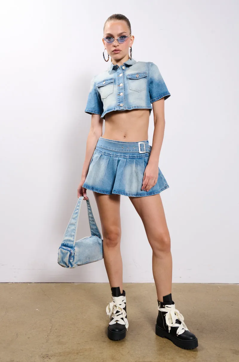 WISH U THE BEST CROP DENIM BLOUSE sold by AKIRA product image thumbnail 5