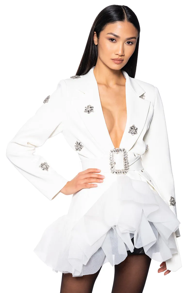 BEST VERSION TULLE BLAZER WITH RHINESTONES sold by AKIRA