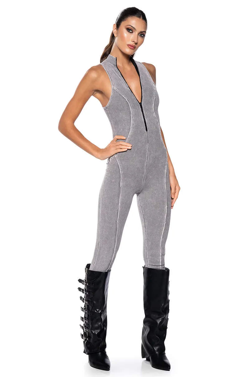 TATIANA ZIP FRONT FITTED JUMPSUIT sold by AKIRA product image thumbnail 2
