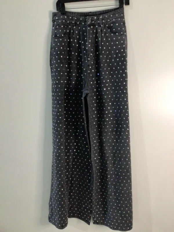 DAZZLED RHINESTONE STUDDED DENIM PANTS IN BLACK sold by AKIRA