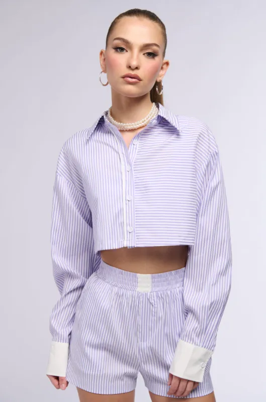 ROWAN POPLIN STRIPE BUTTON DOWN sold by AKIRA