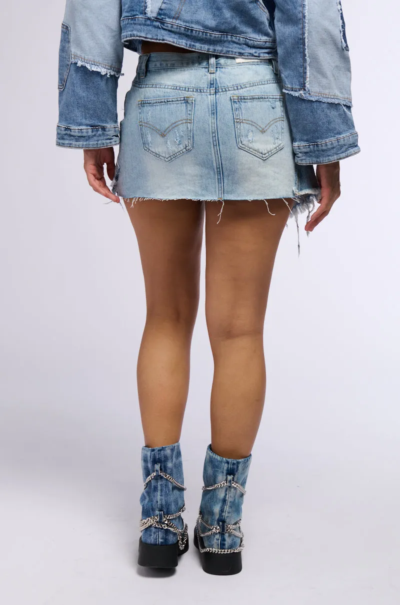 DUMP HIM LOW RISE DENIM MINI SKIRT sold by AKIRA product image thumbnail 4