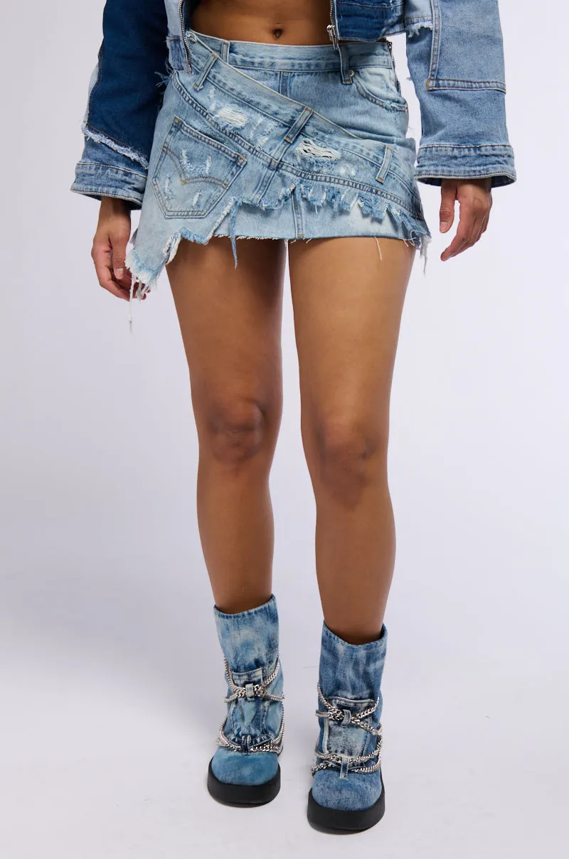 DUMP HIM LOW RISE DENIM MINI SKIRT sold by AKIRA product image thumbnail 2