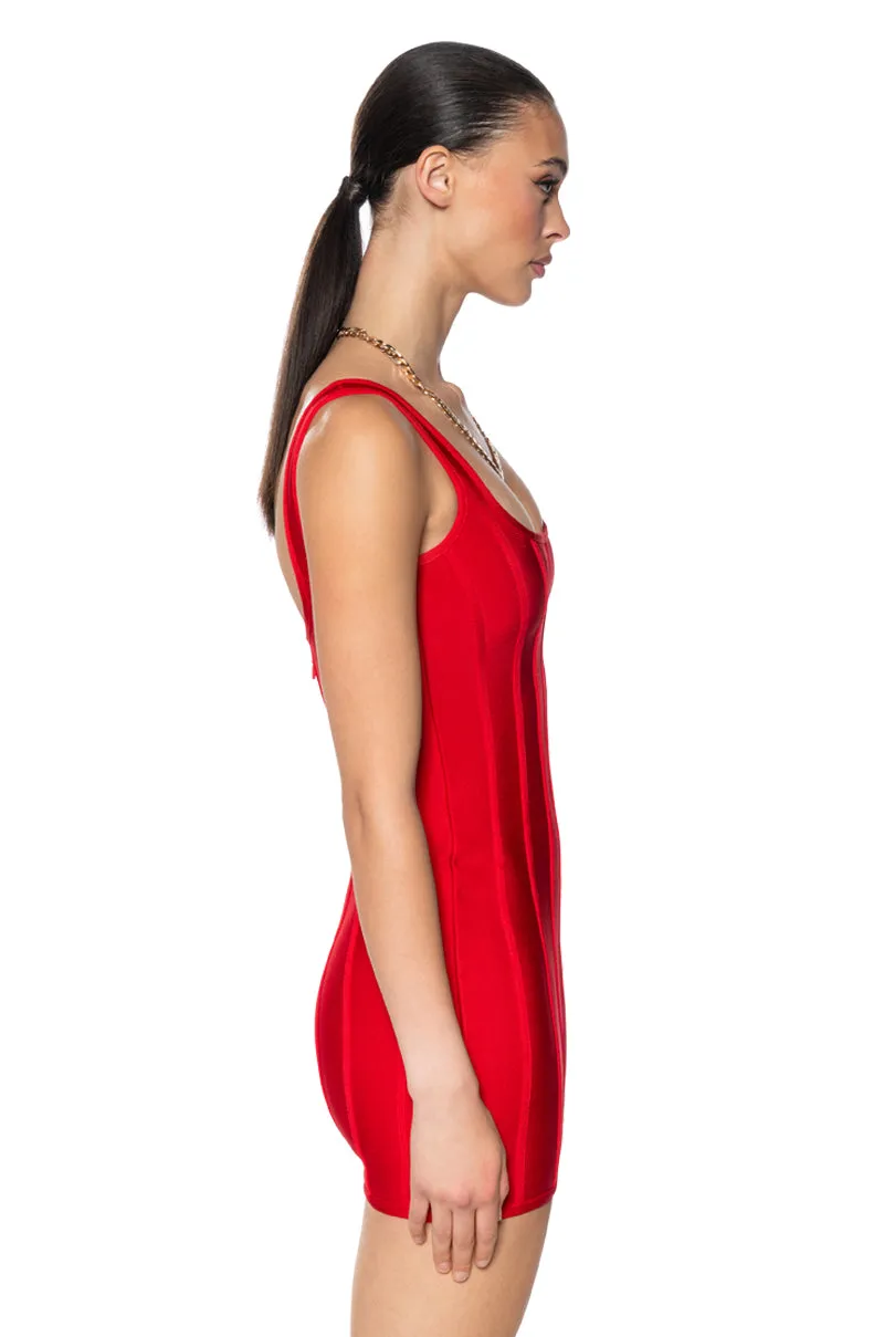 SNATCH ME UP BANDAGE MINI DRESS IN RED sold by AKIRA product image thumbnail 3