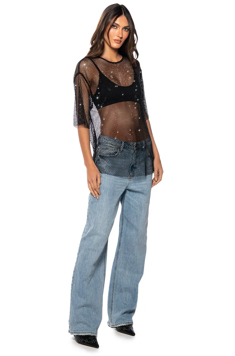 GOT PLANS TONIGHT RHINESTONE MESH T-SHIRT sold by AKIRA product image thumbnail 5