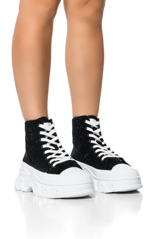 AZALEA WANG LIBBIE EMBELLISHED SNEAKER IN BLACK sold by AKIRA